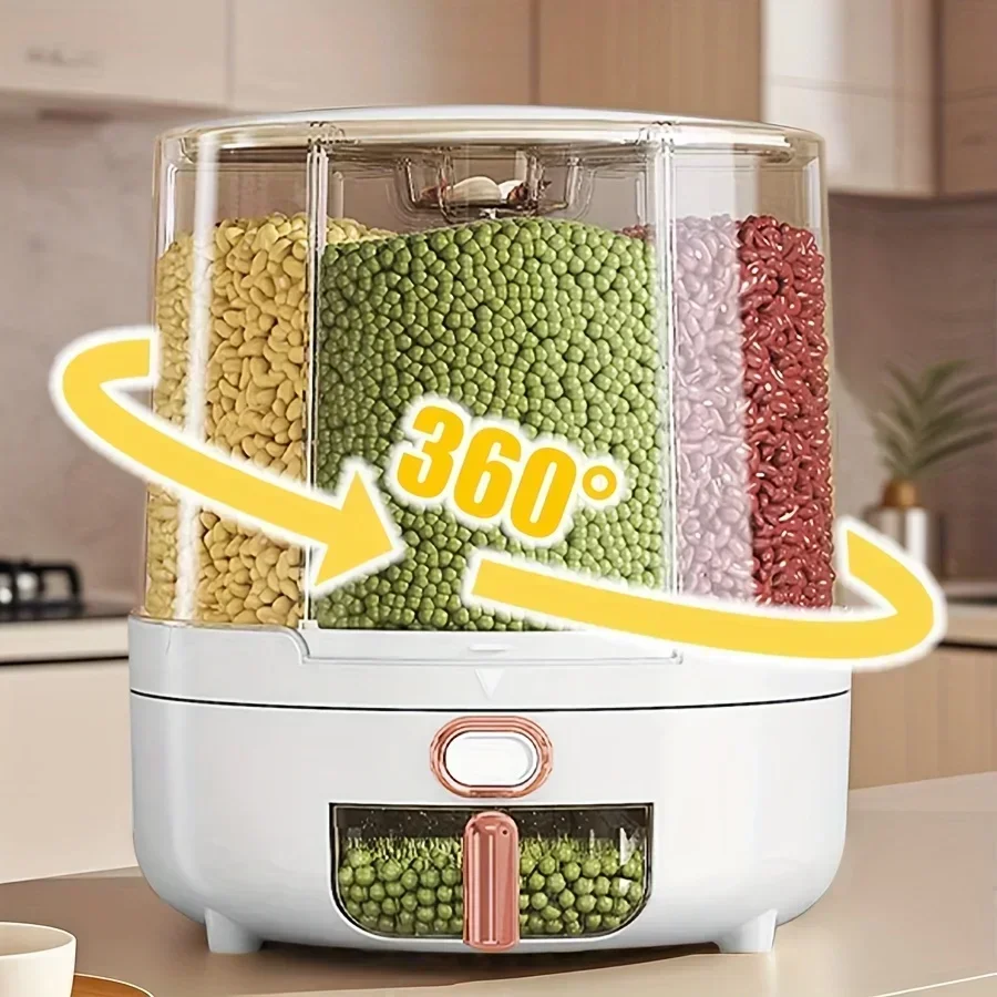 Kitchen Gadgets Organizer - 6-Kompartemen 360 ° Wadah Penyimpanan Makanan