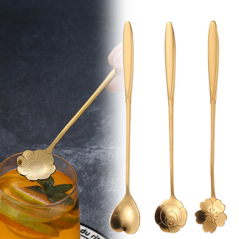 Kitchen Gadgets Gold - Sendok Kopi Sendok Emas Bunga Mawar