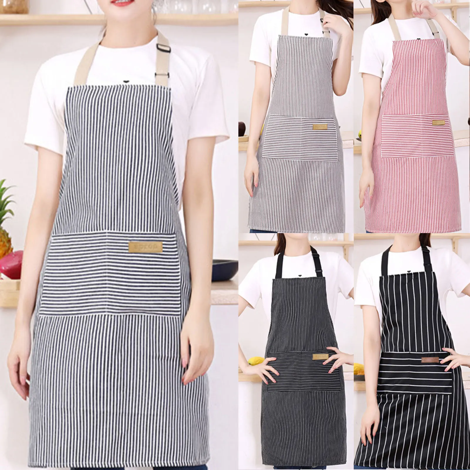 Kitchen Helper Gadgets - Celemek Bergaris untuk Pria dan Wanita,