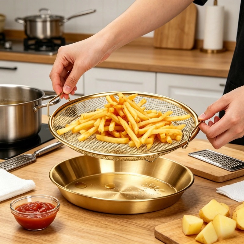 Rak Penggorengan Berat Tahan L - Kitchen Gadgets Gold ulasan dan harga