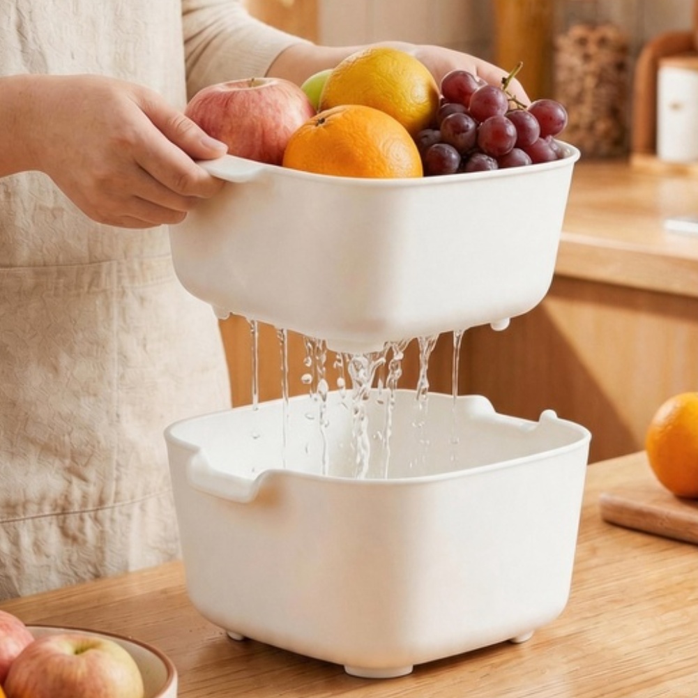 Keranjang Tirisan Dua Tingkat  - Kitchen Gadgets Organizer ulasan dan harga