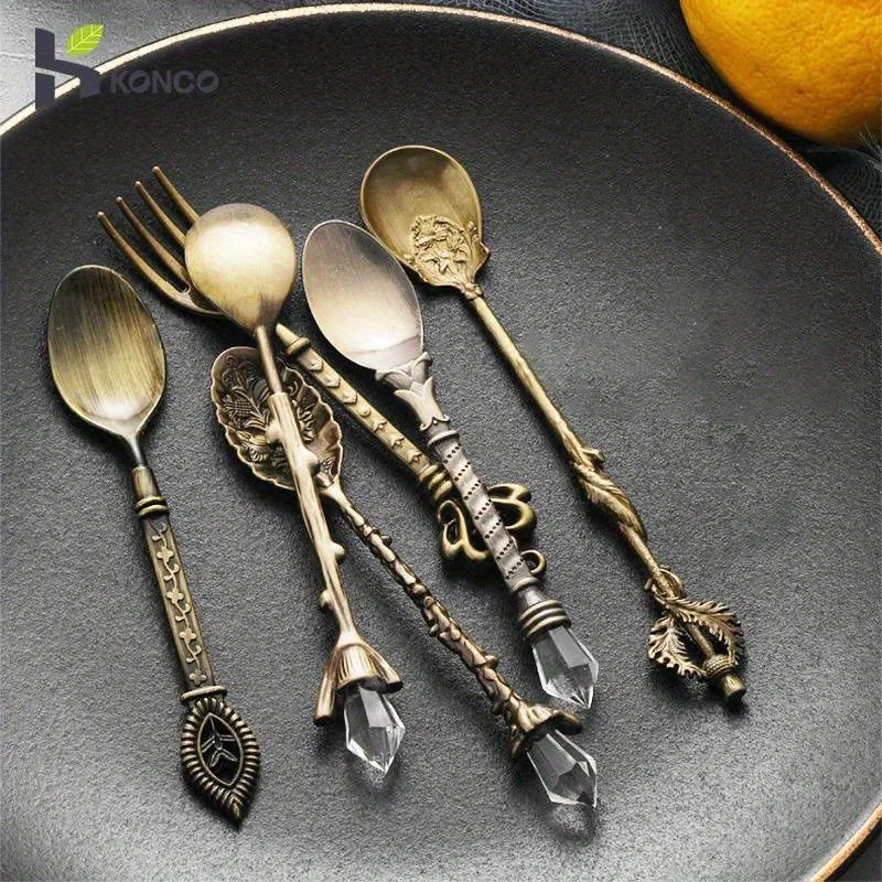 6 buah sendok antik garpu gaya - Kitchen Gadgets Gold ulasan dan harga